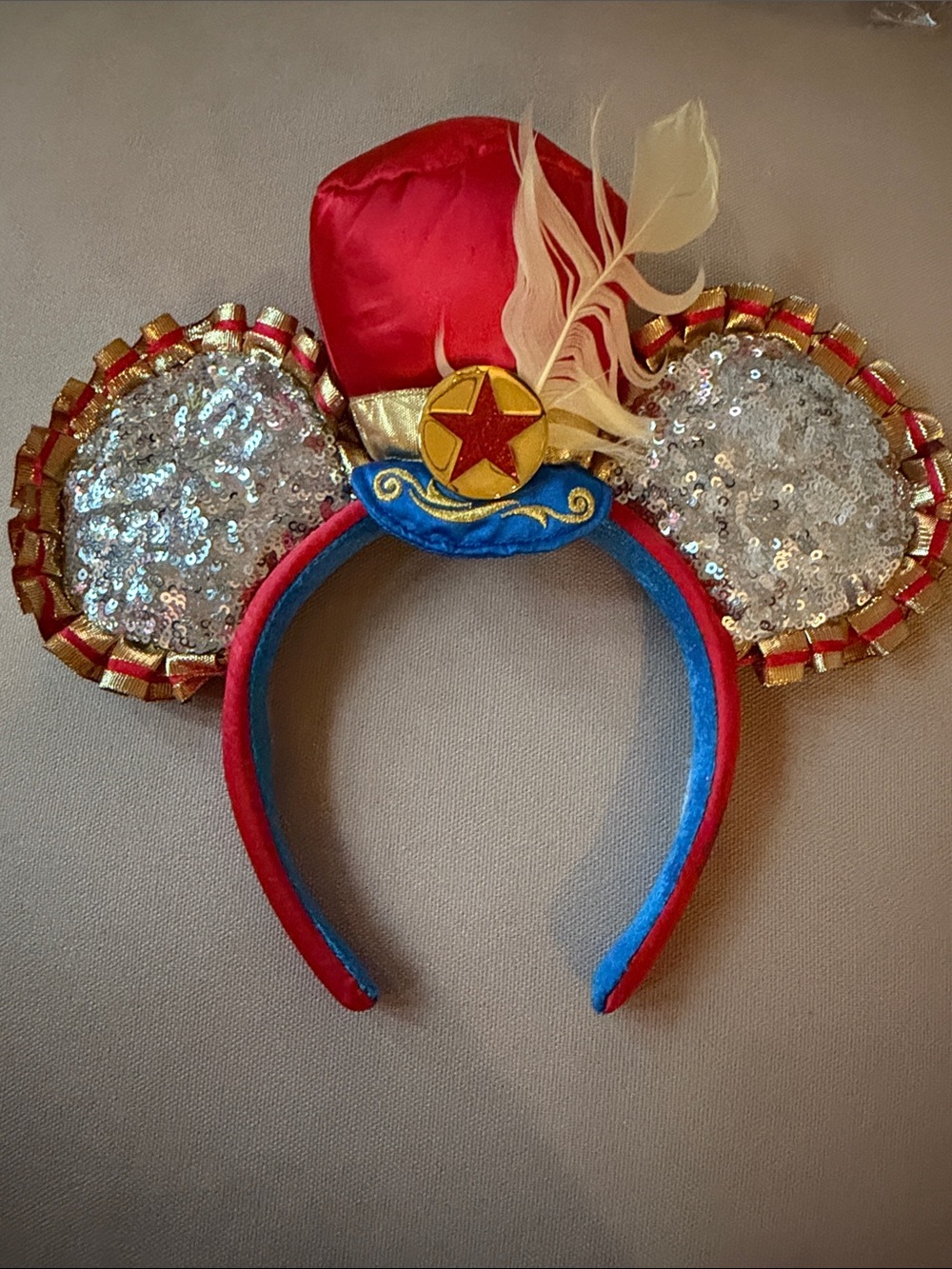 Disney 50th Anniversary Dumbo Silver Sequin Ear Headband with Hat